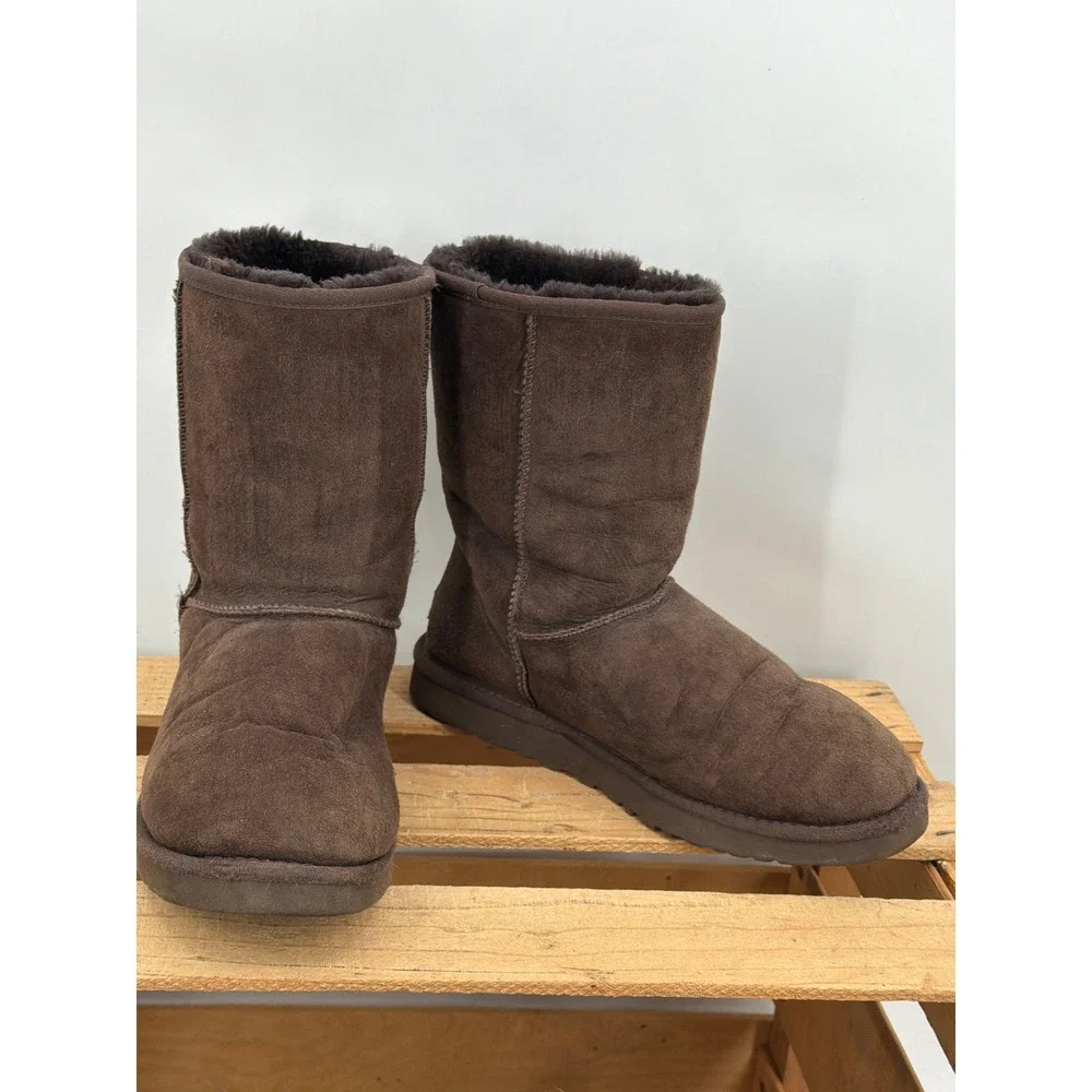 UGG‎ Classic Short 5825 Chocolate Brown Suede Sheepskin Boots Womens 10 Pull On